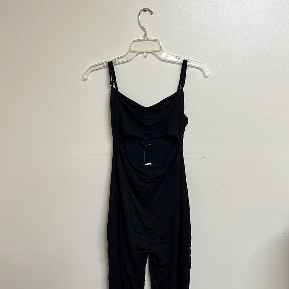 Naked Wardrobe - M - Black - Spaghetti Strap - Front Cutout - Full Length